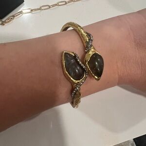 Alexis Bittar Gold and Black Stone Bracelet